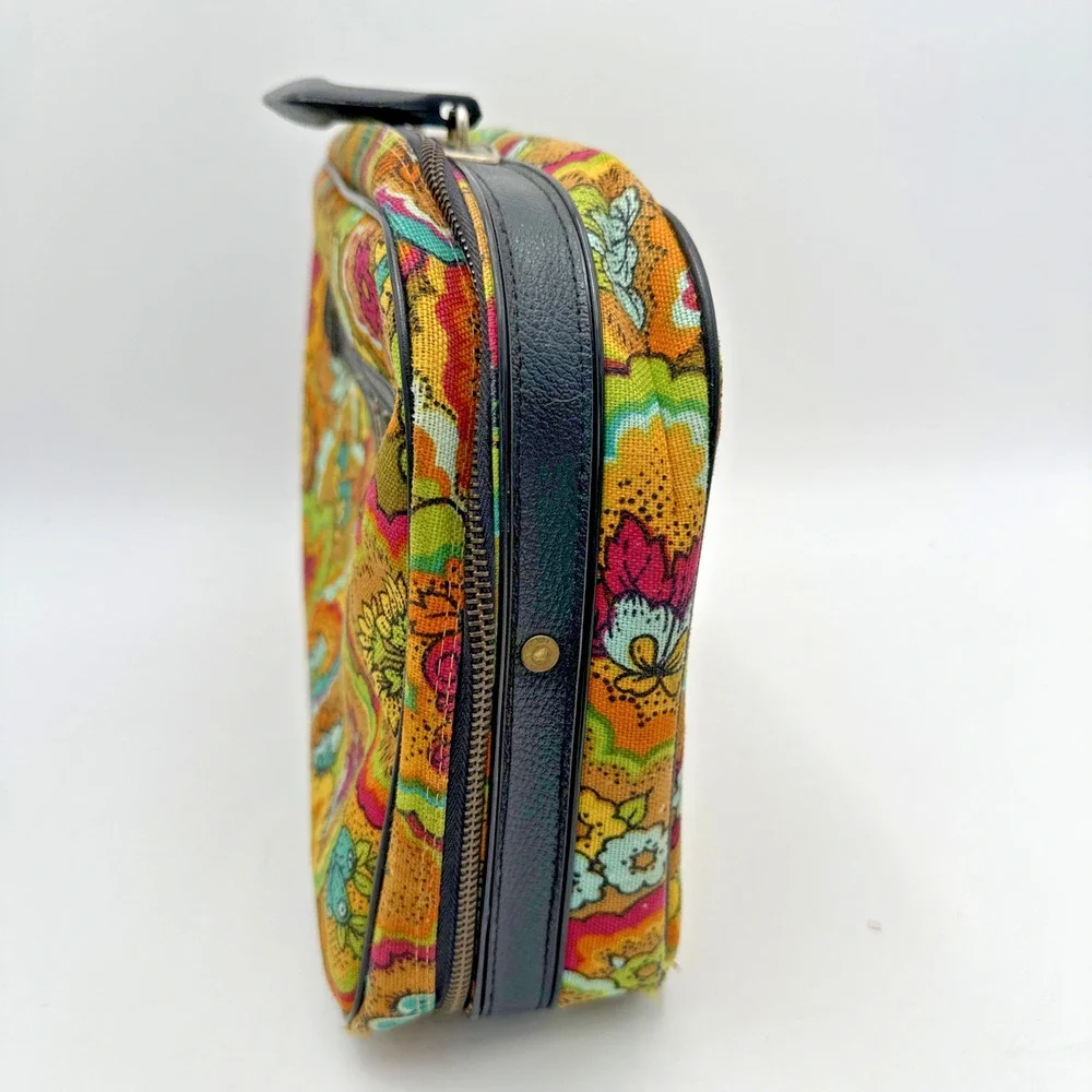 VTG Floral Suitcase 60's 70's Flower Power Retro Paisley Suit Case Made in Japan